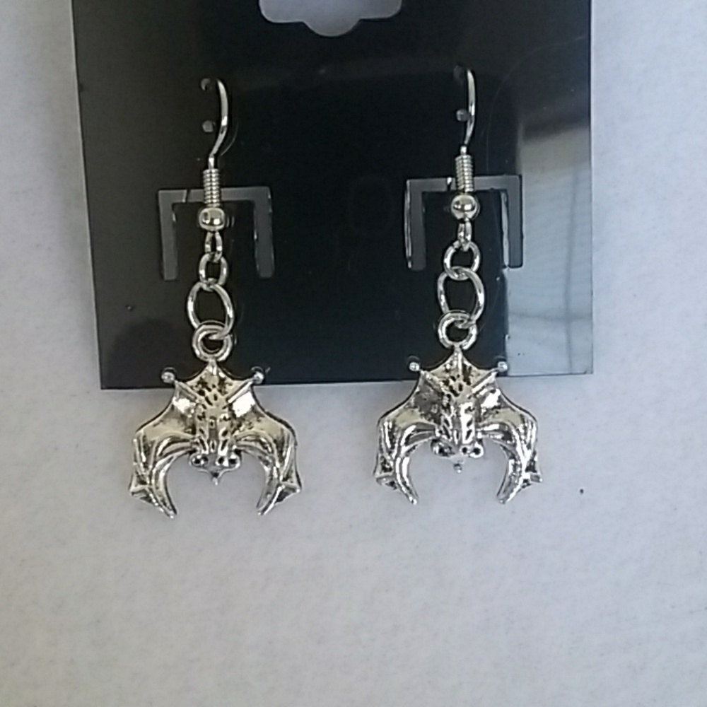 Stainless steel bat hook earrings